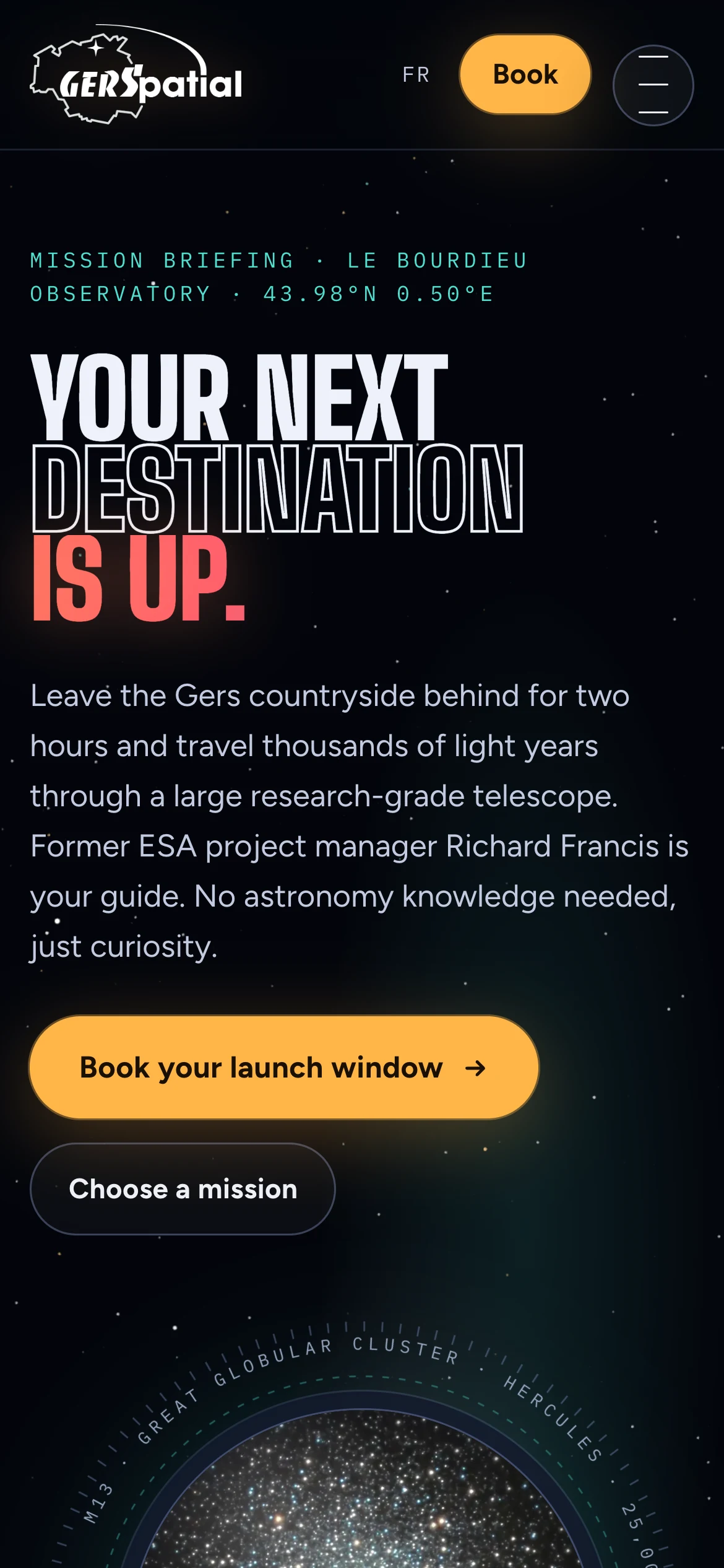 Gers Astronomie homepage on a phone